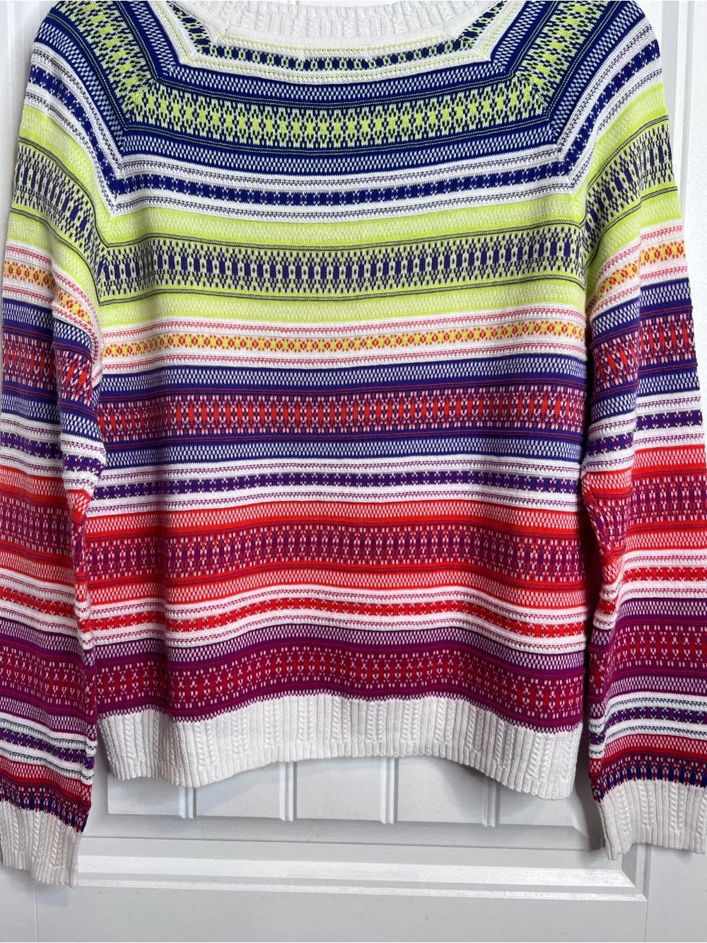 Tyler Boe Multicolor Striped Fair Isle Crewneck Sweater.‎ Size Small.